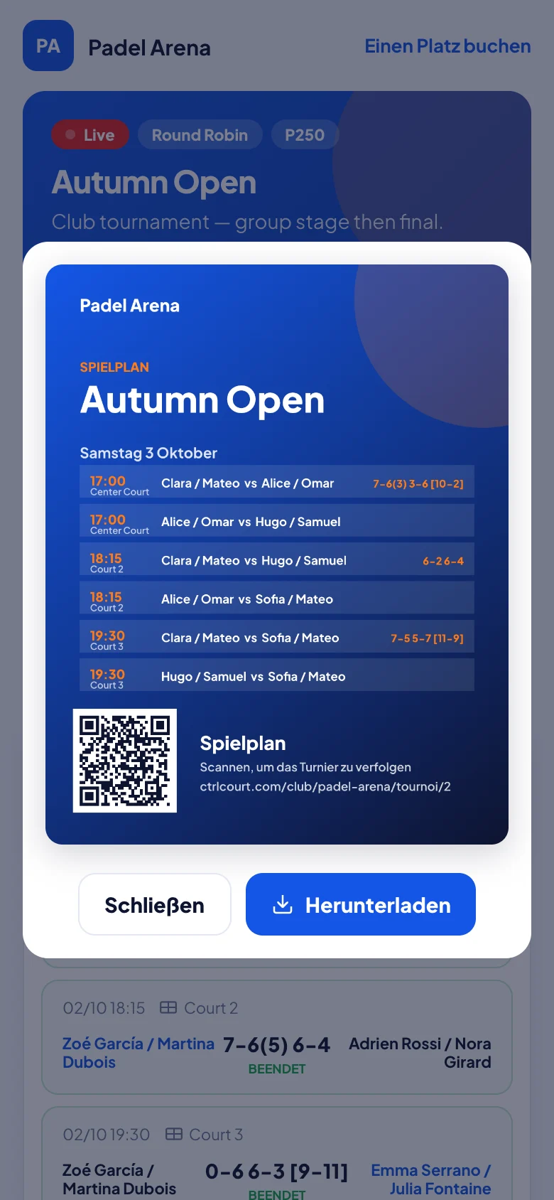 Padelturnier-Plakat für Instagram