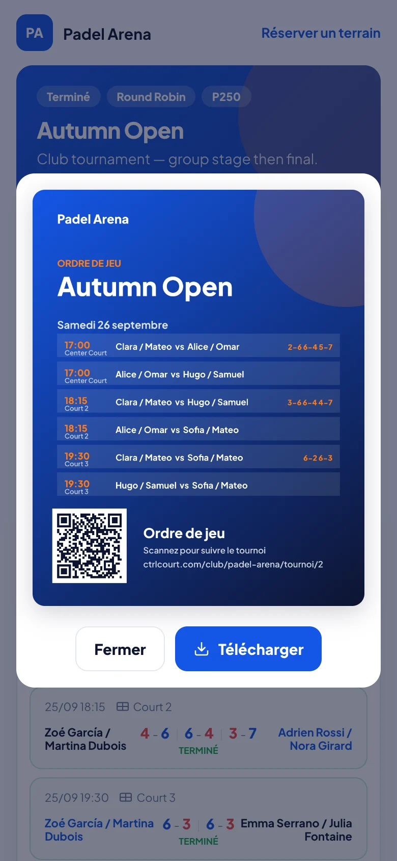 Affiche de tournoi de padel pour Instagram